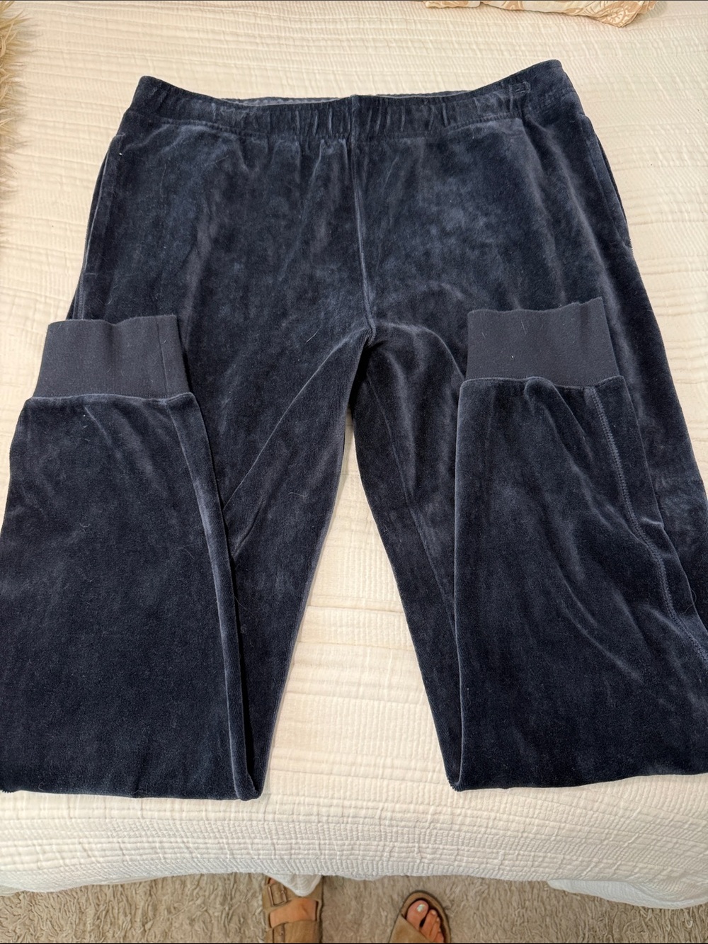 Todd Snyder Dark Navy Velour Lounge Pants with Branded Waist Label